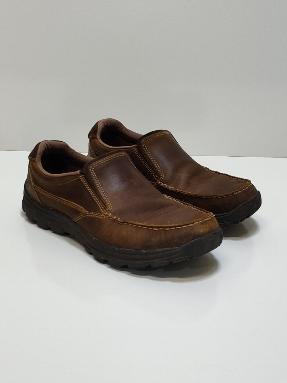 Skechers Relaxed Fit Braver Rayland Leather Slip On Loafers Men Size 10 Comfort